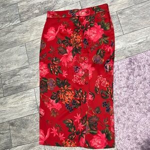 Zara floral midi skirt